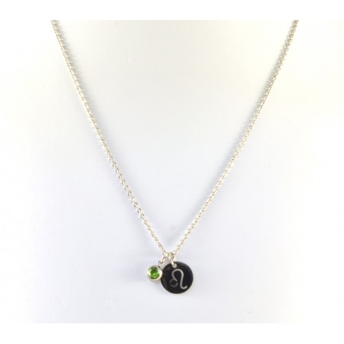 Astrological sign and birthstone stainless steel necklace 